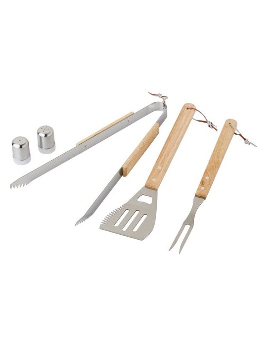 Tablier barbecue en polyester 600D Hugo Matières : bois Couleurs : noir cadeau entreprise pas cher