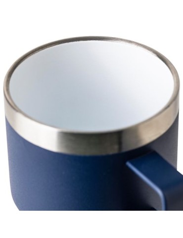 Mug double paroi de 180 ml en acier inoxydable recyclé Lilia Matières : céramique Couleurs : bleu cadeau collaborateur premium