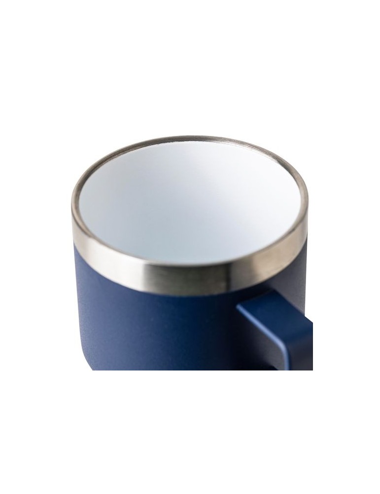 Mug double paroi de 180 ml en acier inoxydable recyclé Lilia Matières : céramique Couleurs : bleu cadeau collaborateur premium