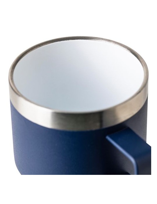 Mug double paroi de 180 ml en acier inoxydable recyclé Lilia Matières : céramique Couleurs : bleu cadeau collaborateur premium