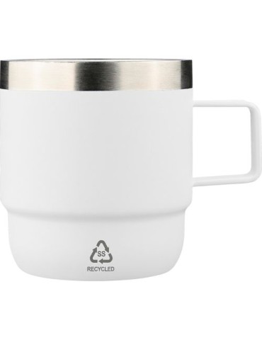 Mug double paroi de 180 ml en acier inoxydable recyclé Lilia Matières : céramique Couleurs : blanc personnalisable avec votre lo