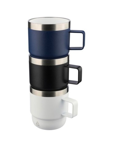 Mug double paroi de 180 ml en acier inoxydable recyclé Lilia Matières : céramique Couleurs : blanc personnalisation sur mesure