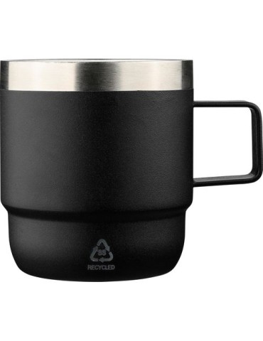Mug double paroi de 180 ml en acier inoxydable recyclé Lilia Matières : céramique Couleurs : noir cadeau entreprise pas cher