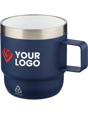 Mug double paroi de 180 ml en acier inoxydable recyclé Lilia Matières : céramique Couleurs : noir cadeau collaborateur premium
