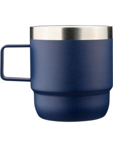 Mug double paroi de 180 ml en acier inoxydable recyclé Lilia Matières : céramique Couleurs : noir impression logo haute qualité