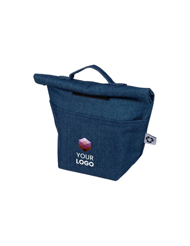 Sac isotherme roll-top en denim recyclé Mira Couleurs : bleu Matières : denim recyclé cadeau entreprise pas cher