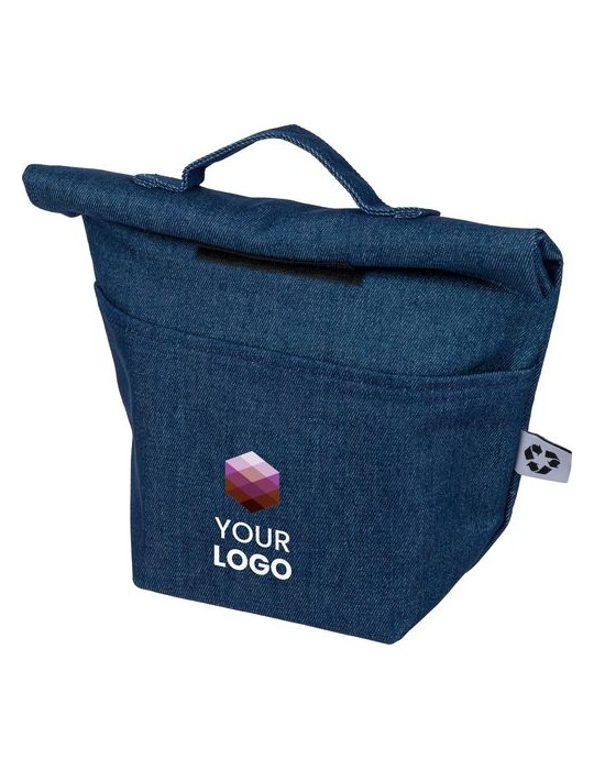 Sac isotherme roll-top en denim recyclé Mira Couleurs : bleu Matières : denim recyclé cadeau entreprise pas cher