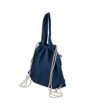 Sac à dos cordelette en denim recyclé Dex Couleurs : bleu Matières : denim recyclé personnalisable avec votre logo