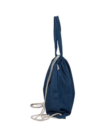 Sac à dos cordelette en denim recyclé Dex Couleurs : bleu Matières : denim recyclé goodies publicitaire événementiel