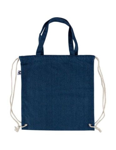 Sac à dos cordelette en denim recyclé Dex Couleurs : bleu Matières : denim recyclé impression haute définition
