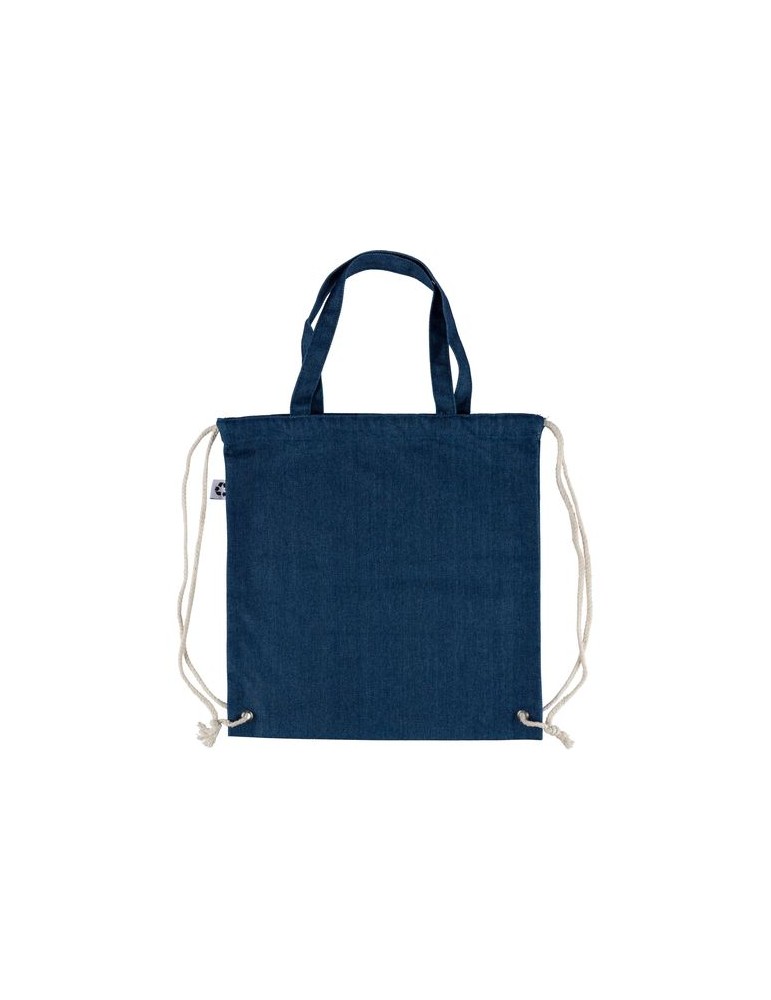 Sac à dos cordelette en denim recyclé Dex Couleurs : bleu Matières : denim recyclé impression haute définition