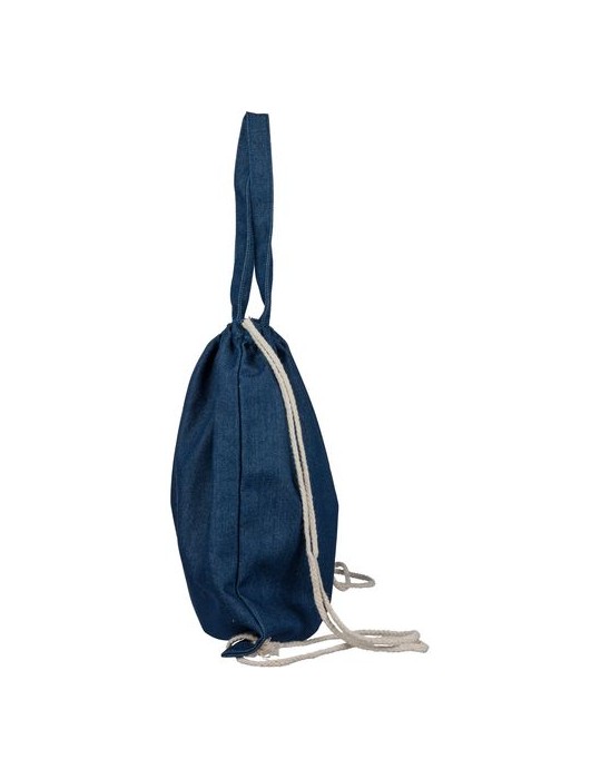 Sac à dos cordelette en denim recyclé Dex Couleurs : bleu Matières : denim recyclé marquage laser ultra précis