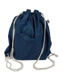 Sac à dos cordelette en denim recyclé Dex Couleurs : bleu Matières : denim recyclé objet promotionnel éco-responsable