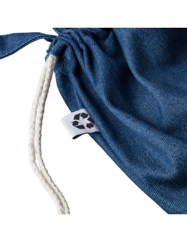 Sac à dos cordelette en denim recyclé Dex Couleurs : bleu Matières : denim recyclé personnalisation rapide en France