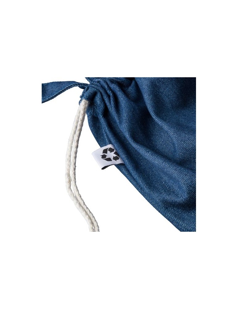 Sac à dos cordelette en denim recyclé Dex Couleurs : bleu Matières : denim recyclé personnalisation rapide en France