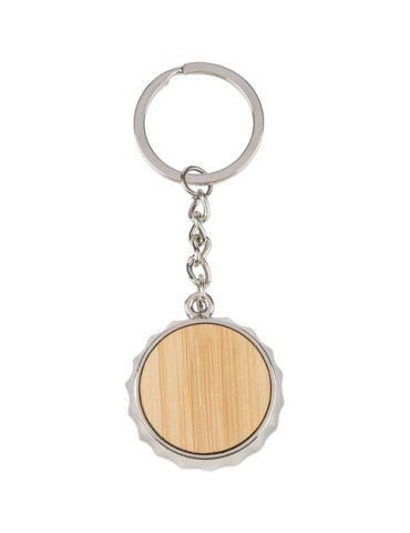 Porte-clés en alliage de zinc Finn Matières : bambou Couleurs : brun