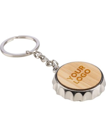 Porte-clés en alliage de zinc Finn Matières : bambou Couleurs : brun 2