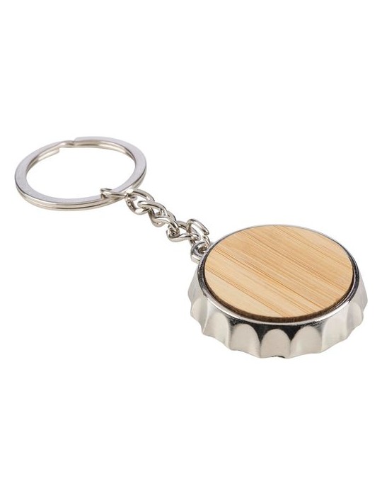 Porte-clés en alliage de zinc Finn Matières : bambou Couleurs : brun goodies publicitaire événementiel