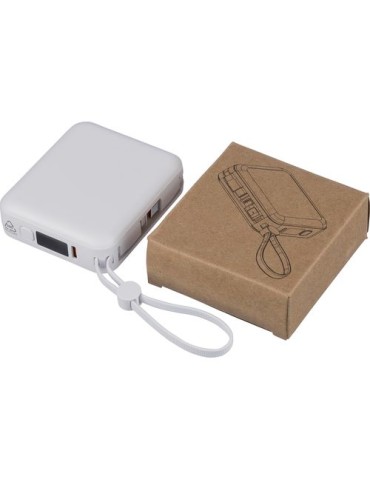 Power bank en ABS recyclé Jona Matières : Polycarbonate (PC) Couleurs : blanc accessoire événementiel unique