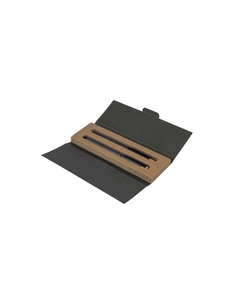 Parure de stylos en aluminium recyclé laqué Ilaria Matières : bambou Couleurs : bleu goodies publicitaire durable