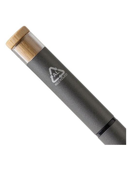 Parure de stylos en aluminium recyclé laqué Ilaria Matières : bambou Couleurs : bleu livraison express 24h 48h
