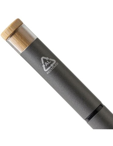 Parure de stylos en aluminium recyclé laqué Ilaria Matières : bambou Couleurs : noir objet promotionnel éco-responsable