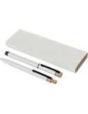 Parure de stylos en aluminium recyclé laqué Ilaria Matières : bambou Couleurs : blanc goodies publicitaire événementiel