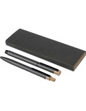 Parure de stylos en aluminium recyclé laqué Ilaria Matières : bambou Couleurs : blanc objet promotionnel éco-responsable