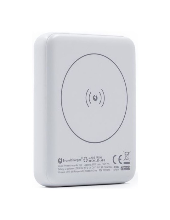 BrandCharger Powercharge Air draadloze powerbank Couleurs : blanc objet promotionnel éco-responsable