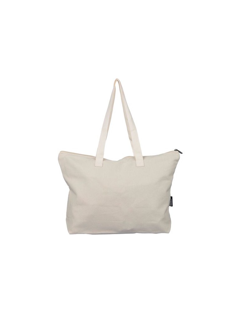 Sac shopping en polycoton recyclé 330 g/m2 Malina Matières : coton recyclé Couleurs : bleu personnalisation rapide en France