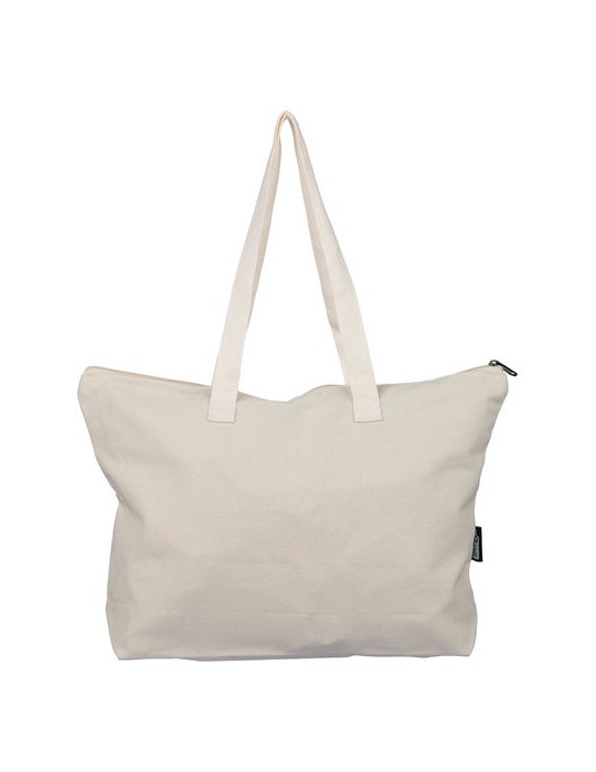 Sac shopping en polycoton recyclé 330 g/m2 Malina Matières : coton recyclé Couleurs : bleu personnalisation rapide en France