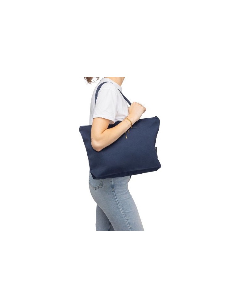 Sac shopping en polycoton recyclé 330 g/m2 Malina Matières : coton recyclé Couleurs : bleu goodies publicitaire durable