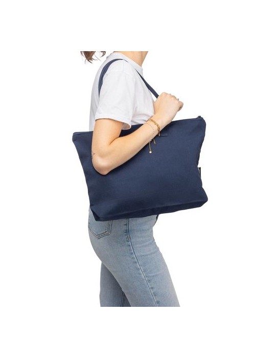 Sac shopping en polycoton recyclé 330 g/m2 Malina Matières : coton recyclé Couleurs : bleu goodies publicitaire durable