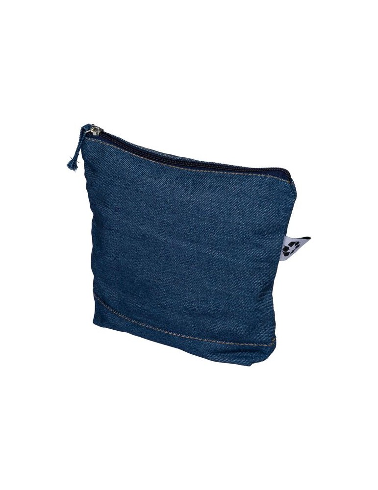 Trousse de maquillage en denim recyclé Orin Couleurs : bleu Matières : denim recyclé personnalisable avec votre logo