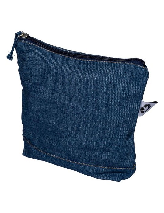 Trousse de maquillage en denim recyclé Orin Couleurs : bleu Matières : denim recyclé personnalisable avec votre logo