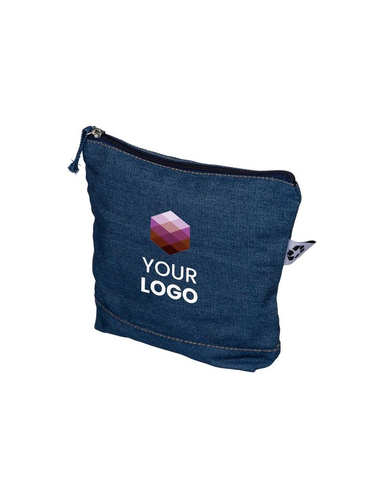 Trousse de maquillage en denim recyclé Orin Couleurs : bleu Matières : denim recyclé cadeau entreprise pas cher