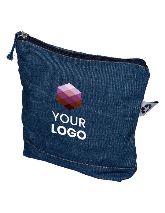 Trousse de maquillage en denim recyclé Orin Couleurs : bleu Matières : denim recyclé cadeau entreprise pas cher