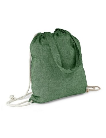 Sac en coton recyclé 2 en 1, sac à cordon et sac shopping | Gondulfo Matières : coton recyclé Couleurs : vert