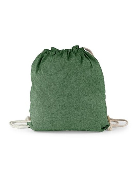Sac en coton recyclé 2 en 1, sac à cordon et sac shopping | Gondulfo Matières : coton recyclé Couleurs : vert cadeau client orig