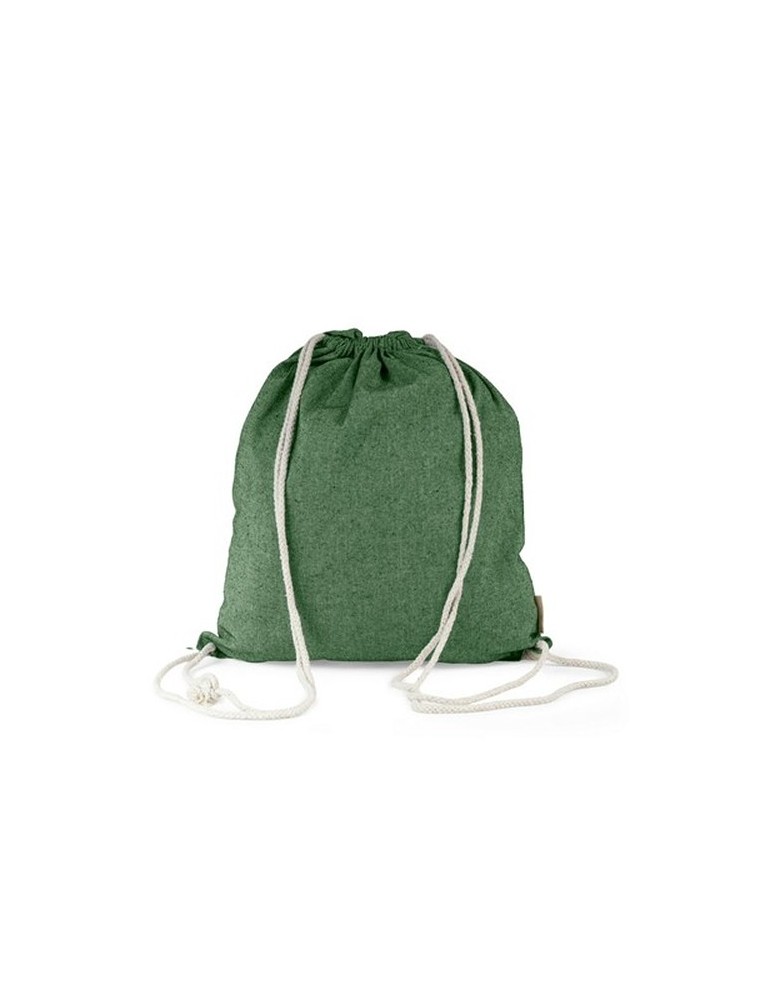 Sac en coton recyclé 2 en 1, sac à cordon et sac shopping | Gondulfo Matières : coton recyclé Couleurs : vert personnalisation s