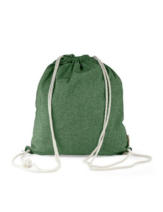 Sac en coton recyclé 2 en 1, sac à cordon et sac shopping | Gondulfo Matières : coton recyclé Couleurs : vert personnalisation s