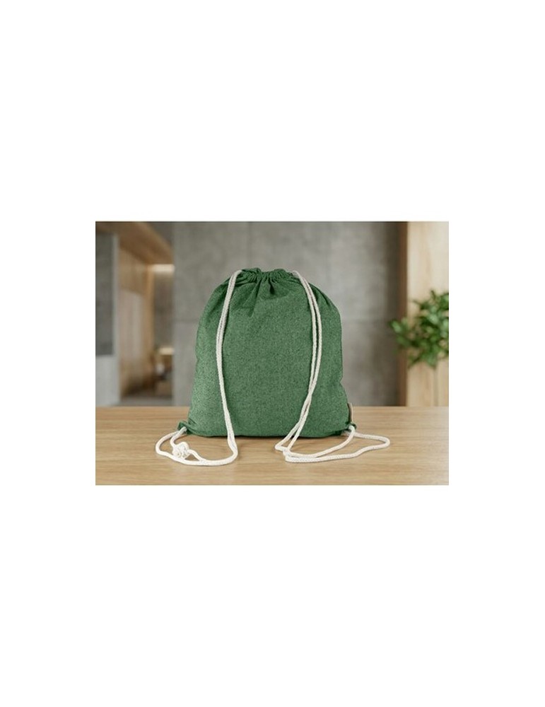 Sac en coton recyclé 2 en 1, sac à cordon et sac shopping | Gondulfo Matières : coton recyclé Couleurs : vert goodies publicitai