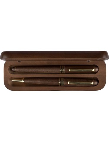 Coffret de stylos en bois de noyer Adelina Matières : bois Couleurs : brun
