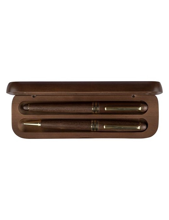 Coffret de stylos en bois de noyer Adelina Matières : bois Couleurs : brun