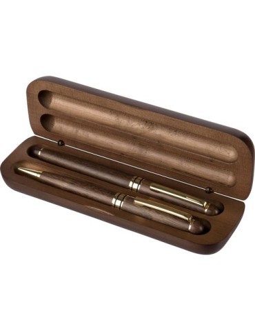 Coffret de stylos en bois de noyer Adelina Matières : bois Couleurs : brun 2