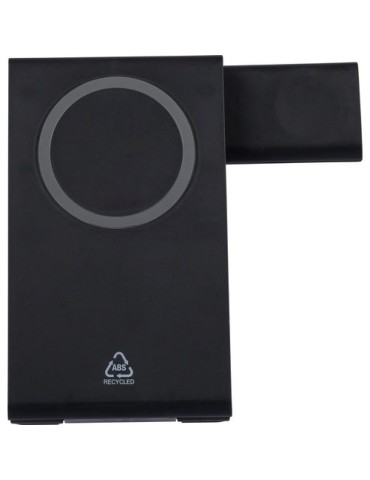 Power bank magnétique sans fil 3 en 1 en ABS recyclé Valerio Matières : ABS recyclé Couleurs : noir