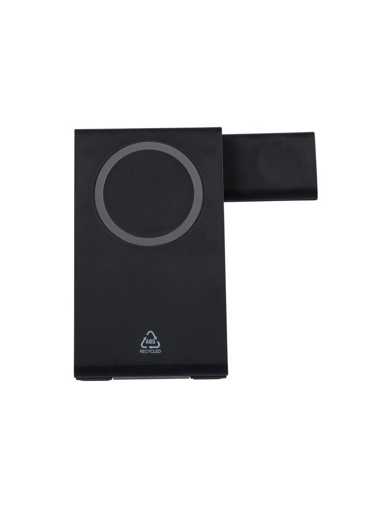 Power bank magnétique sans fil 3 en 1 en ABS recyclé Valerio Matières : ABS recyclé Couleurs : noir