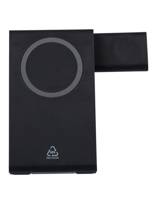 Power bank magnétique sans fil 3 en 1 en ABS recyclé Valerio Matières : ABS recyclé Couleurs : noir