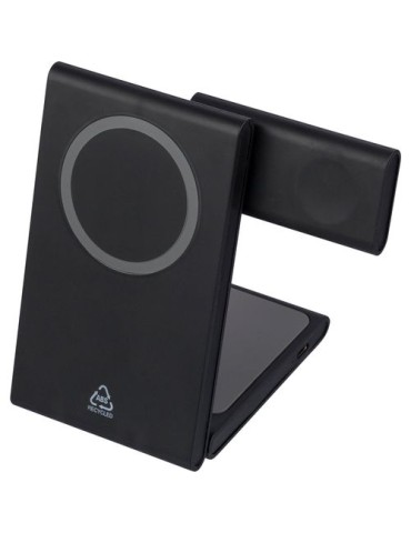 Power bank magnétique sans fil 3 en 1 en ABS recyclé Valerio Matières : ABS recyclé Couleurs : noir 2