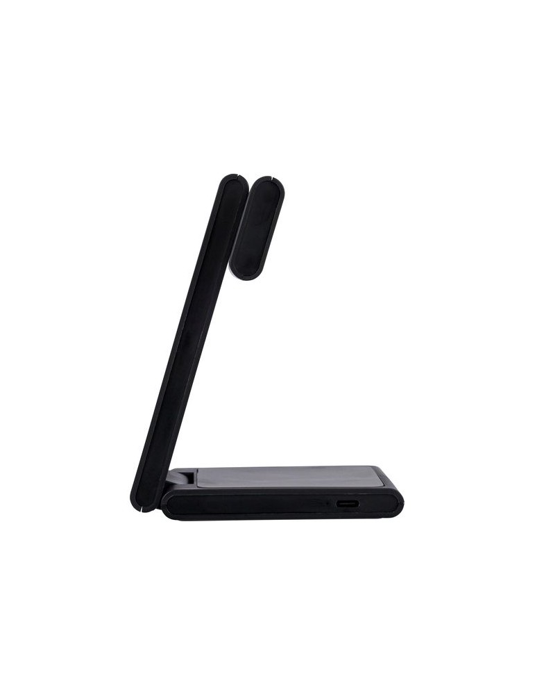 Power bank magnétique sans fil 3 en 1 en ABS recyclé Valerio Matières : ABS recyclé Couleurs : noir goodies publicitaire événeme